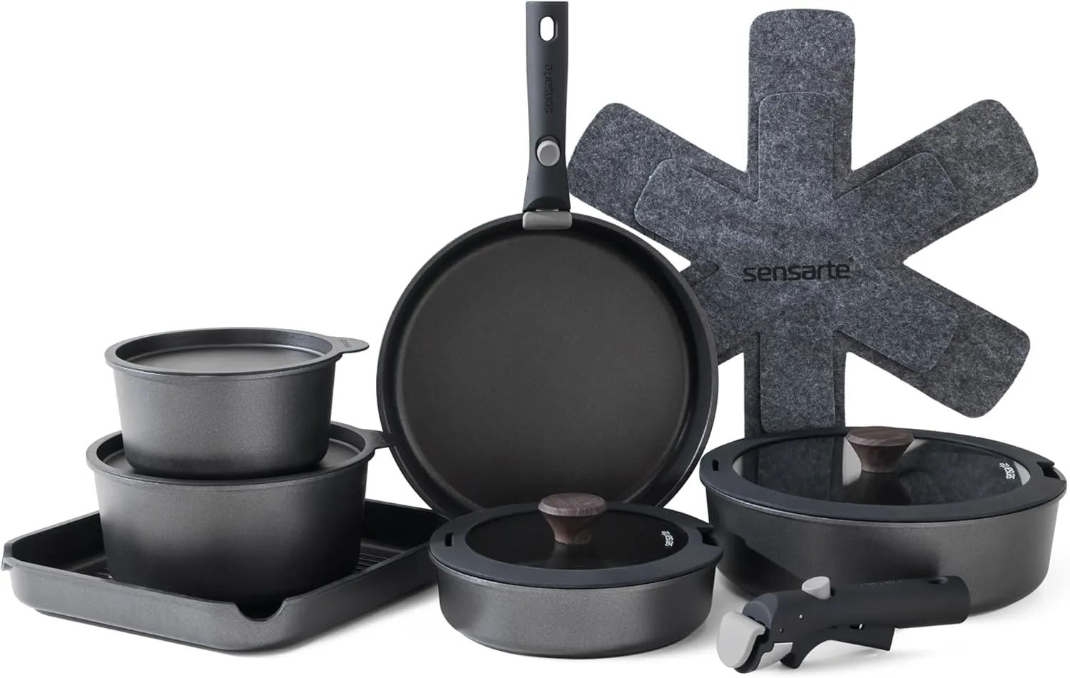 Premium nonstick cookware set with detachable handles for modern kitchen use