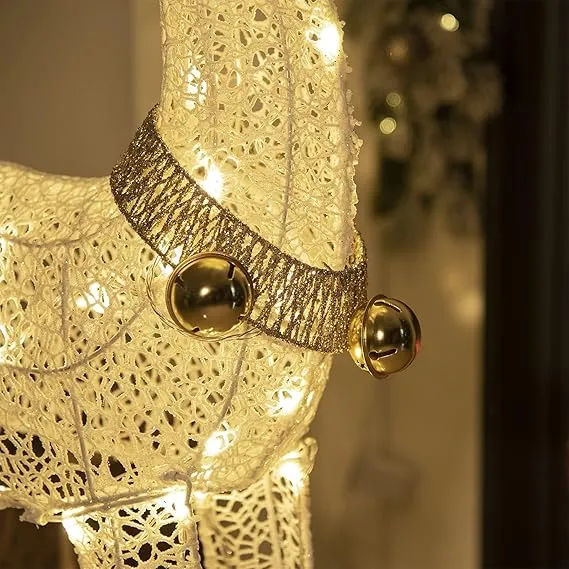 warm white Christmas lights, large reindeer display