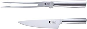 BERGNER BBQ 2PC SET KNIFE+MEAT FORK, BG40220MM, Silver