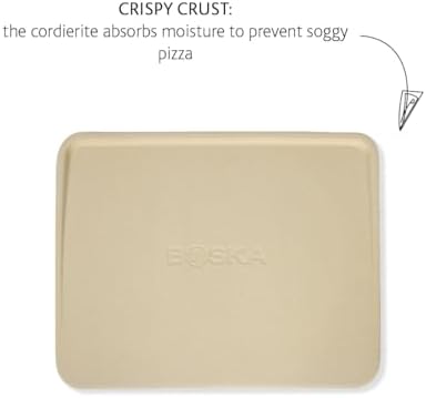 Boska Pizza Stone Plate Deluxe - Best for Oven, BBQ, and Grill - Natural Non-Toxic and Non-Stick Surface - Thermal Shock Resistant Cooking Stone - Heavy Duty Ceramic Cookware