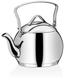 Korkmaz Tombik Capsulated Tea Kettle 3.5L | Tri-Ply Bottom Stainless Steel Tea Pot | Silver - KA094