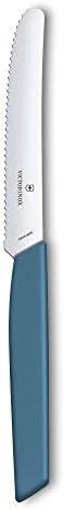 Victorinox Swiss Modern Bread Knife Set, 2 Pieces, Extra Sharp Blade, Serrated Edge, 11 cm, Plastic Handle, Stainless Steel, Blue