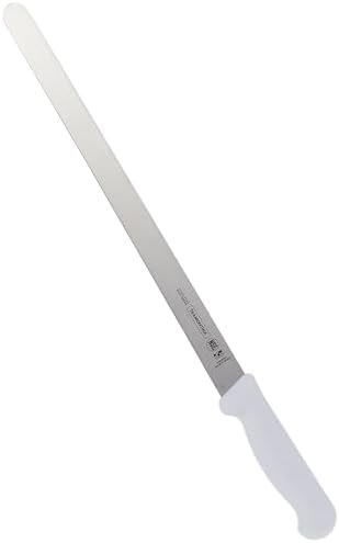 Tramontina Professional 14 Inches Plain Edge Slicer Knife for Cold Cuts with Stainless Steel Blade and White Polypropylene Handle with Antimicrobial Protection
