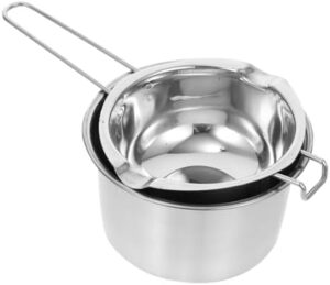 EXCEART Stainless Steel Melting Pot for Chocolate, Candle Wax and Butter, Double Water Bath Pot with Ergonomic Handle, 600 ml Melting Bowl for Kitchen and Baking
