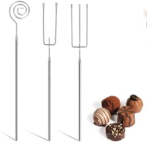 Praline Fork,3 Pcs Chocolate Diving Forks,Stainless Steel Chocolate Pralines Cutlery Chocolate Dipping Forks Patisserie Forks for Handmade Chocolates Sweets Chocolates Truffles