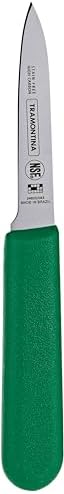 Tramontina Professional 3 Inches Paring Knife with Stainless Steel Blade and Green Polypropylene Handle with Antimicrobial Protection
