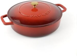 Healthy and Safe, Non-Stick Enameled Cast Iron Dutch Oven Braiser. 28cm, 3.79L, 11 Inch, 4QT Induction and All Stove Compatible, Oven & Grill Safe