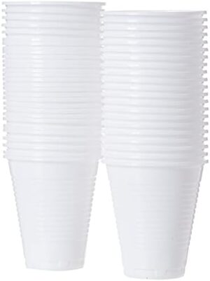 Hotpack Disposable Plastic White Cups 5 ounce, for Juices, Water, Cold Drinks, 50 pieces