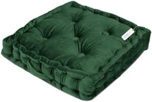 Cotton Home Booster Cushion Seat Pad Premiun Velvet Cushion Thick Chair Pad Adults Chair Armchair Dark Green 40cm x 40cm + 8cm