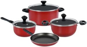 Prestige 7 Piece Non-Stick Aluminium Cookware Set - Red