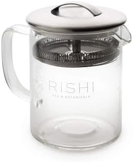 Rishi Tea Simple Brew Teapot - For 12oz Loose Tea Preparation, Built-in Strainer, Everyday Teaware, Easy to Clean, Borosilicate Glass, Enjoy Hot or Iced Tea - 400ml