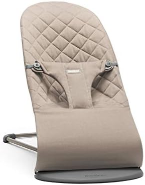 BabyBjörn Bouncer Bliss, Sand Grey, Woven,Cotton Classic Quilt | 2-in-1 Adjustable Baby Bouncer Seat and Toddler Chair, Newborn to Toddler (8-29 lbs), 4 Positions, Lightweight & Portable