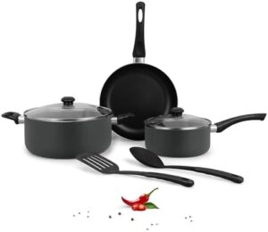DELICI 7-Piece Nonstick Cookware Set with Lids & Spatulas
