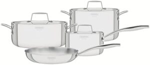 Tramontina Premium Grano 7-Piece Stainless Steel Cookware Set with Lids | Tri-Ply Body (SS + Aluminum + SS) | Even Heat Distribution | Mirror Finish | Dishwasher Safe | All Cooktops Compatible