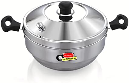 KenBerry Classic-15 Stainless Steel Induction & Standard Idli Maker | Dhokla Maker | Idli Cooker | Multi Kadhai | Idly | Induction Stove Compatible (3 Idli Plate + 1 Steamer Plate, 15 Idli)