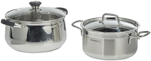 Korkmaz Alfa Grande 14 Pieces Stainless Steel Cookware Set, Induction Base Cookware Pots and Pans Set