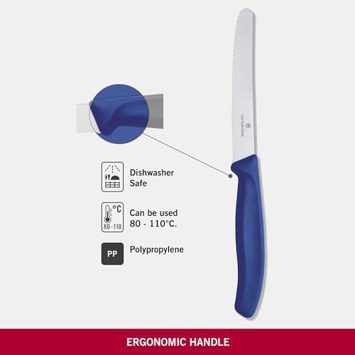 Victorinox Swiss Classic Round Tip Wavy Tomato Knife, Blue
