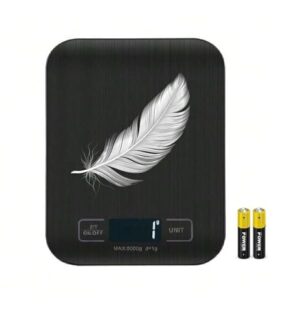 Digital Kitchen Scale, 304 Stainless Steel, Touch Button, Ultra Slim with Large LCD Display, for Baking, Cooking, and Meal Prep Scale, Auto-Off & Auto Calibrate Function, 5kg, Batteries Included