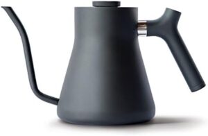 Fellow Stagg Stovetop Pour-Over Coffee and Tea Kettle - Gooseneck Teapot with Precision Pour Spout, Built-in Thermometer, Matte Black, 1 Litre