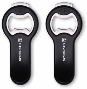 KITCHENDAO 2 in 1 Magnetic Beer Bottle Opener for Fridge and RV with Cap Catcher - Pop Can Soda Can Opener, Stick to Refrigerator for Easy Storage with Magnet, Gift for Men Husband Father- 2 Pack