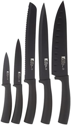 Bergner Seki 6 Pieces Stainless Steel Knife Set, Black Colour, Non-Stick Coating, Bg39219
