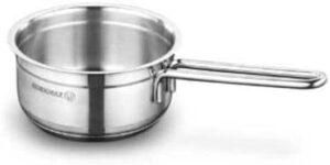 Korkmaz Alfa Tri-Ply Bottom Stainless Steel Saucepan 14x7 cm / 1.0 L | Stainless Steel Sandwich Bottom Induction Compatible Pot | Silver - KA1015