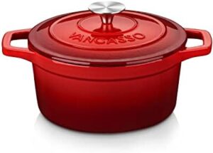 vancasso Enameled Cast Iron Dutch Oven, 3.5QT Small Dutch Oven Pot with Lid, Round Enamel Dutch Oven for Bread Baking, Non Stick Enamel Coating, Pot's Body Cast Iron, Good Sealing, for All Heat Source
