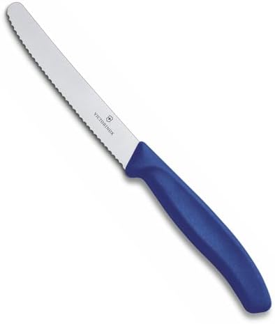 Victorinox Swiss Classic Round Tip Wavy Tomato Knife, Blue