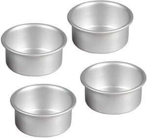 Cake Pan Set of 4, Round Aluminum Cake Pan Set Non stick Round Cheese cake Baking Pans for Home Party Baking Supplies, with Removable Bottom (4 Inch)