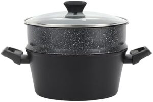 Royalford 2-Tier Aluminium Steamer RF12623 Capsule Bottom with Glass Lid 24cm Kitchen Steamer Cooker Multi-Layer Steam Pot with Handles on Both Sides Steamer Dumpling Steamer Food Pot Veggie Steamer