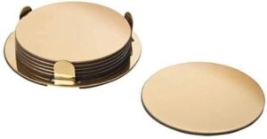 Glattis Coasters with Holder (Brass)
