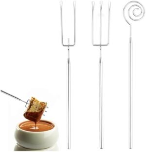 Chocolate Dipping Fork Set, 3 PCS Stainless Steel Fondue Forks Praline Forks for Chocolate Fondue Candy Dipping Tools DIY Chocolate Cutlery for Handmade Chocolates Truffles Sweets