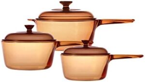Visions 6Pc Saucepan Set Vs-300 Cl1 (1.0L, 1.5L, 2.5L), Amber, 6 Piece Set