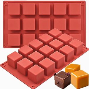 JOERSH Cube Cake Silicone Mold | 1.2" x 1.2" x 1.2" 3D Square Silicone Molds for Baking for Chocolate, Candy, Truffle, Jello, Mini Brownie Bites, Ice Cube, 30-Cavity