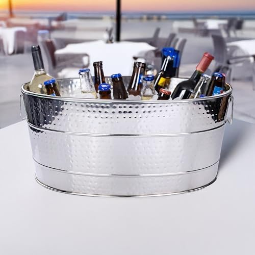 BREKX (Stainless Steel) - Aspen Stainless-Steel Metal Bucket for Ice and Drinks, Beverage Chiller for Parties