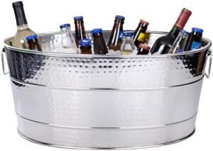 BREKX (Stainless Steel) - Aspen Stainless-Steel Metal Bucket for Ice and Drinks, Beverage Chiller for Parties