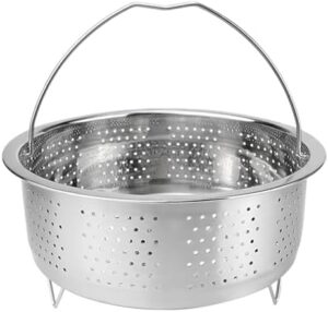 NALACAL Stainless Steel Steamer Basket with Handle Rice Cooker Steaming Basket Metal Steamer Insert Steaming Rack for Rice Cooker Warmer Kitchen Cookware Silver（20cm）