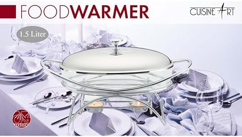 Cuisine Art Alore Stainless Steel Oval Food Warmer - 1.5-Liter Capacity - Compact and Stylish Food Warming Solution