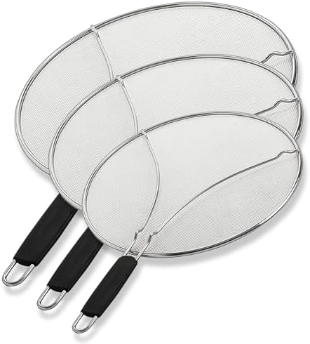 Bergkoch Grease Splatter Screen for Frying Pan 13" - Stops 99% of Hot Oil Splash - Protects Skin from Burns - Splatter Guard for Cooking - Iron Skillet Lid Keeps Kitchen Clean - Stainless Steel