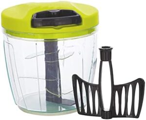 MARKQ Vegetable chopper, 2 in 1 Manual Handheld Quick Pull String Food Processor for Chopping Whisking Cutting Veggies Ginger Fruits Nuts Salad Onion Cutter