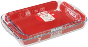 Pyrex Essentials Rectangular Roaster Set of 2 (3.7L+2.6L) – Versatile and Durable Kitchen Essential