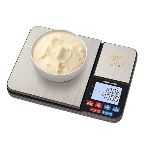 BIGTHREE Mini Kitchen Scale - Jewelry Scale, Food Scale, Small Counting Bench Scale, Gram Scale with Dual Trays & Dual Precision, Electronic Scale for Home & Kitchen