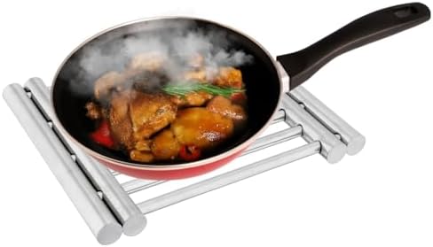 HEXAR Stainless Steel Extendable Coaster, Hot Pot Placement Trivet, 22 to 37cm for Home Kitchen Dining Table, More Than Two Pots, Table Mat Kitchen Dining Tableware Accessories