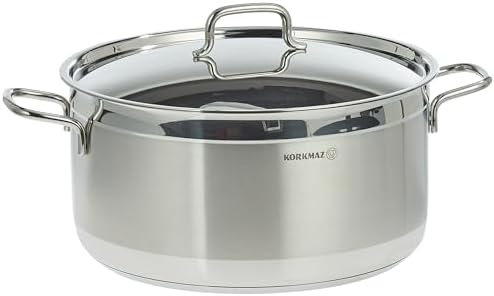 Korkmaz Alfa Grande 14 Pieces Stainless Steel Cookware Set, Induction Base Cookware Pots and Pans Set