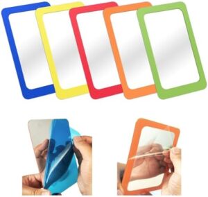 5 Pcs Small Mirrors for Kids Unbreakable Shatter Proof Mirror 6 x 4 Inches Round Corners Square Unbroken Mirrors for School Classroom Bathroom DIY Crafts (Bright Colors)