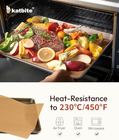 Katbite 75Pcs Unbleached Parchment Paper Sheets 12x16IN, Pre-Cut Heavy Duty Parchment Baking Paper, Non-Stick Half Sheet Brown Baking Parchment Paper for Air Fryer, Baking Cookie Pans, Oven