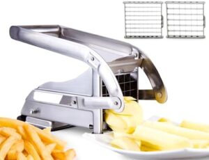 Impeccable Culinary Objects (ICO) ICO French Fry Cutter, 2-blade Potato Slicer, French Fry Cutter For Potatoes with Non-slip Suction Lock Technology, Stainless Steel French Fry Press