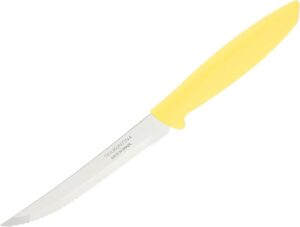 Tramontina Plenus 5 Inches Steak and Fruit Knife with Stainless Steel Blade and Yellow Polypropylene Handle