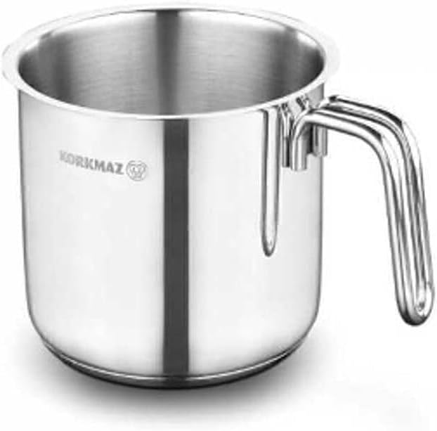 Korkmaz Perla Milk Pan 14X14 cm / 2.0L | Stainless Steel Induction compatible Milk Pot | Silver - KA1649