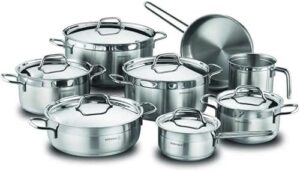 Korkmaz Alfa Grande 14 Pieces Stainless Steel Cookware Set, Induction Base Cookware Pots and Pans Set